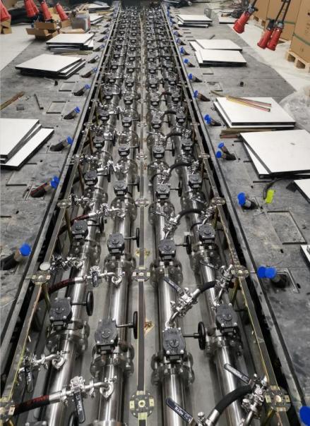 Factory prefabrication of secondary-side distribution pipework.