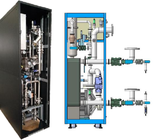 CDU internal equipment arrangement and heat-exchange circuit.